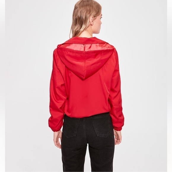 Streetwear Society Cropped Utility Rain Jacket Y2K Cherry Red Size S​​​​​​​​​​​ - Picture 3 of 10